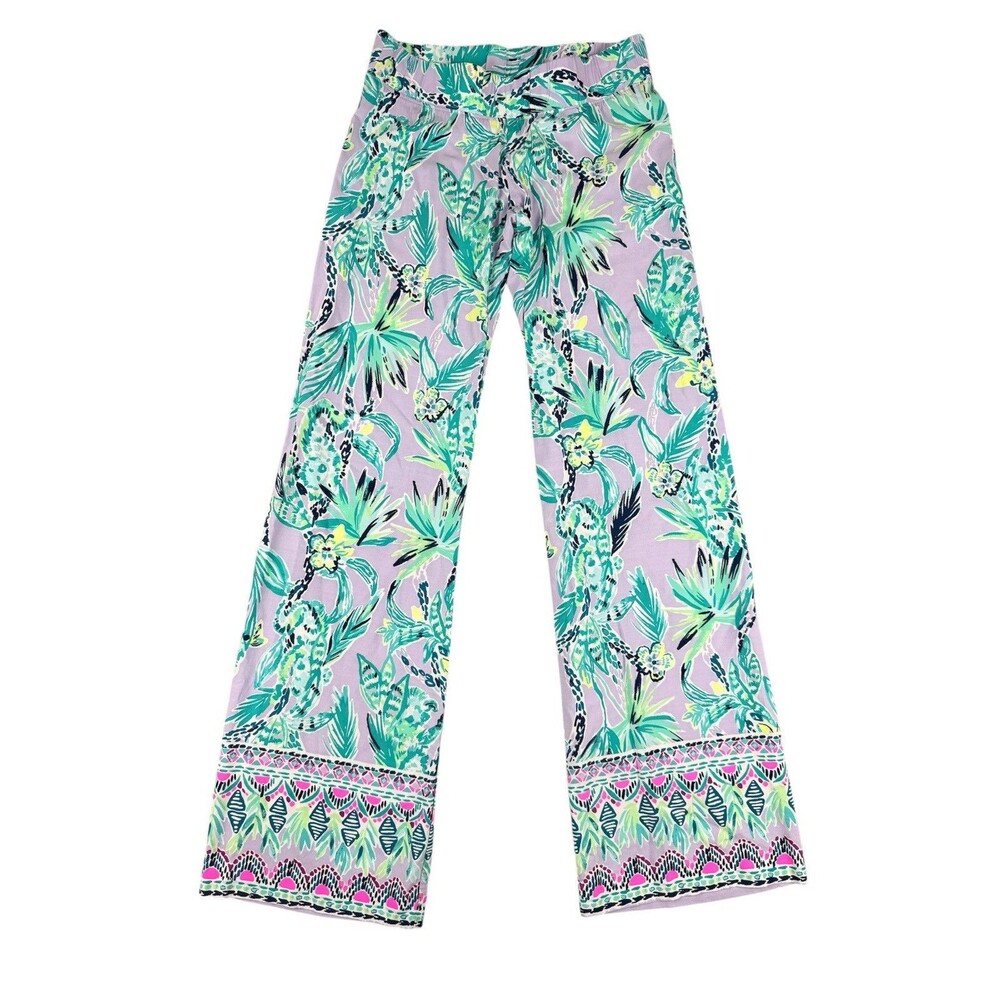 Lilly Pulitzer Bal Harbour Palazzo Wide Leg Pants Women Size XXS Lilac Verbena
